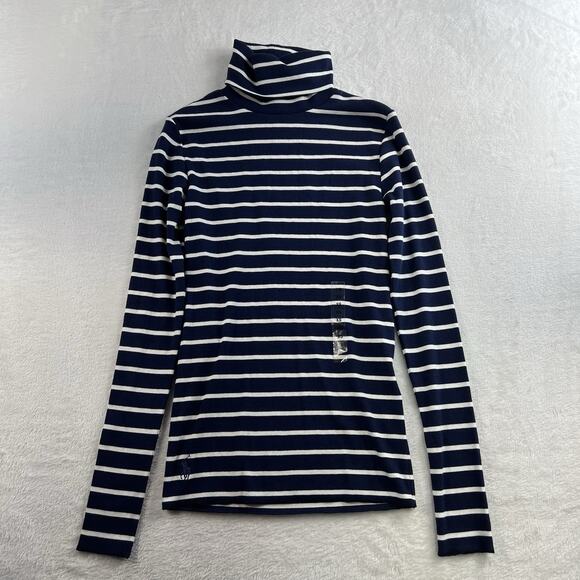 Polo Ralph Lauren XS Turtleneck Sweater Navy Striped Pullover Preppy Nautical - Picture 2 of 11